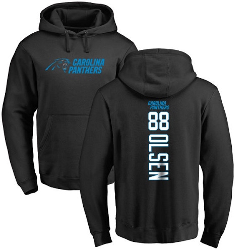 Carolina Panthers Men Black Greg Olsen Backer NFL Football 88 Pullover Hoodie Sweatshirts